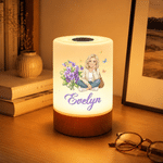 Lampada da notte con controllo tattile, decorazione per la casa personalizzata con fiore di nascita e illustrazione in stile 3D, con nome, ideale come regalo di compleanno per familiari e amici