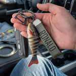 Personalized Fishing Lure PU Leather Keychain with Engraved Text Daily Use Birthday Retirement Office Gift for Father Fishing Enthusiast 5