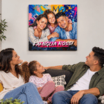Stampa su tela personalizzata, con foto in stile pittura a olio e graffiti - Regalo per la nuova casa o compleanno per famiglie e amici