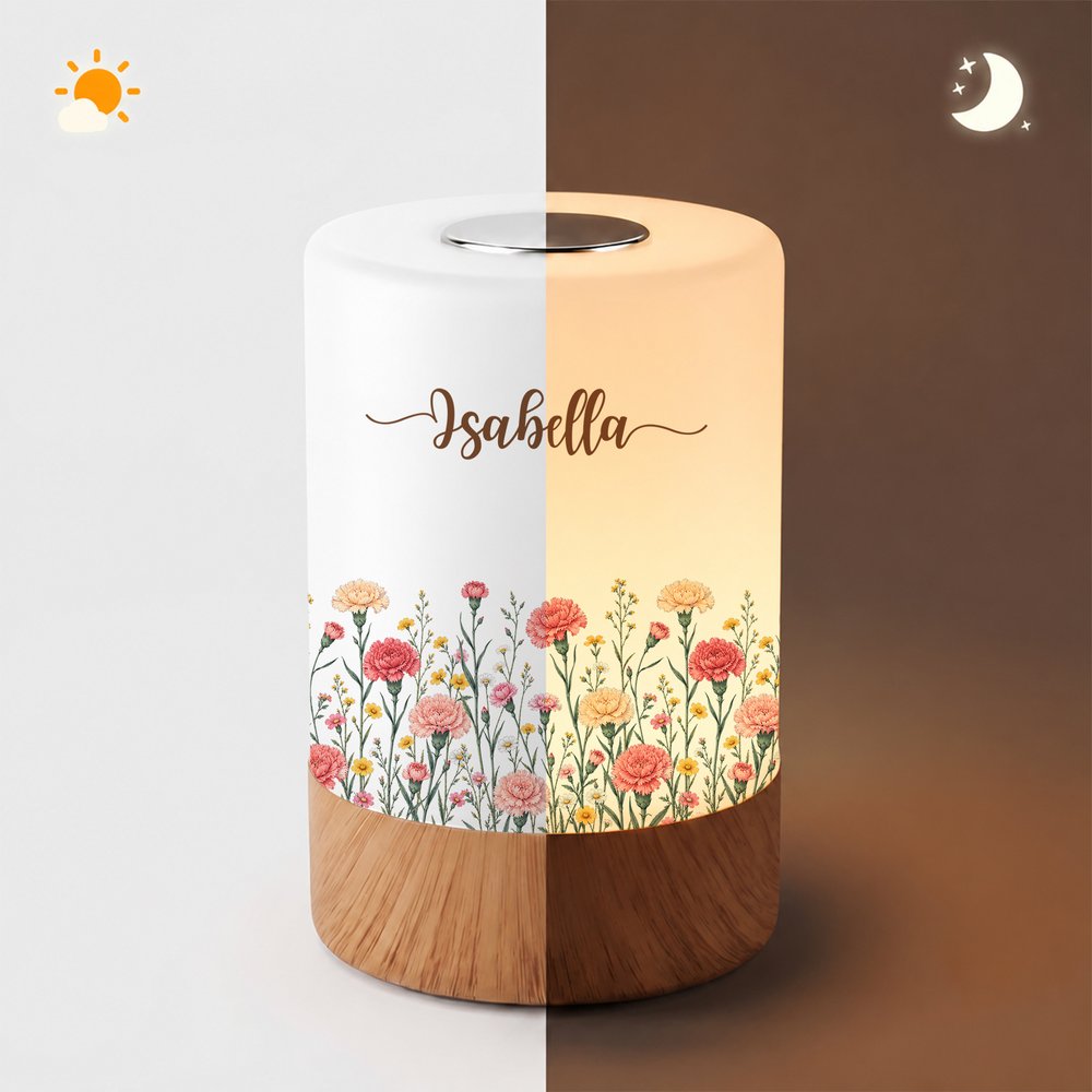 Personalised Birth Flower Dimmable Touch Control Night Light with Name and Adjustable Colour Bedroom Decor Birthday Gift for New Mum Women Friends 9
