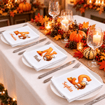 Servilleta personalizada de algodón 100 % con motivos de hojas, calabazas, un chef y un pavo pequeño, con inicial y nombre; regalo para el Día de Acción de Gracias o un cumpleaños, ideal para familiares y amigos 3