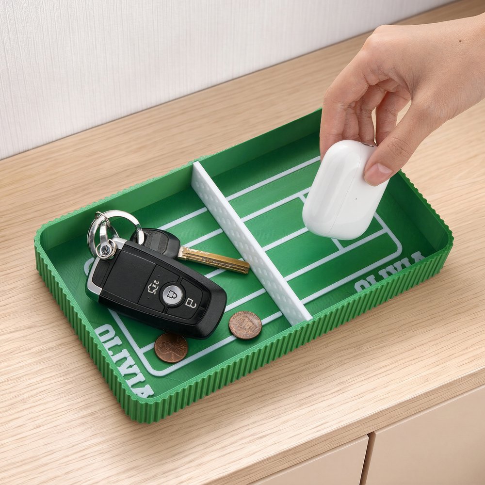 Personalized 3D Printed Mini Tennis Court Design Catchall Snap Tray with Name Desktop Storage Organizer Birthday Gift for Tennis Players Lovers 5
