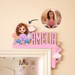 Appendi-porta in legno personalizzato con foto e personaggio dei cartoni animati e nome – Decorazione per la cameretta dei bambini – Regalo di compleanno o anniversario per bambini e genitori 5