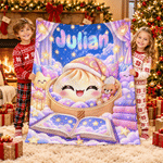 Personalised Night Sky Book Glitter Dumpling Soft Throw Blanket with Name Home Decor Christmas Birthday Gift for Family Kids 6