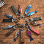 Personalized Fishing Lure PU Leather Keychain with Engraved Text Daily Use Birthday Retirement Office Gift for Father Fishing Enthusiast 2