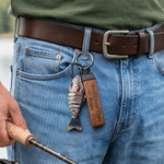 Personalized Fishing Lure PU Leather Keychain with Engraved Text Daily Use Birthday Retirement Office Gift for Father Fishing Enthusiast 4