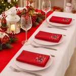 Personalisierte Karo-Design Serviette | mit Initiale und Namen | 100% Baumwolle | Festliche Tischdeko | Weihnachtsgeschenk für Familie & Freunde