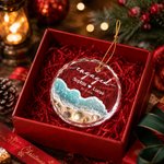 Personalised Circle Heart Shape Beach Engaged Ornament with Name and Date Home Decor Engagement Honeymoon Christmas Gift for Couple