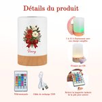 Veilleuse tactile personnalisée avec nom et bouquet fleur de naissance - Cadeau de fête Noël pour la famille