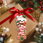 Personalized Multicolor Santa Hat Ribbon Dumpling Acrylic Hanging Ornament with Name Tree Decoration Christmas Gift for Family Kids Friends