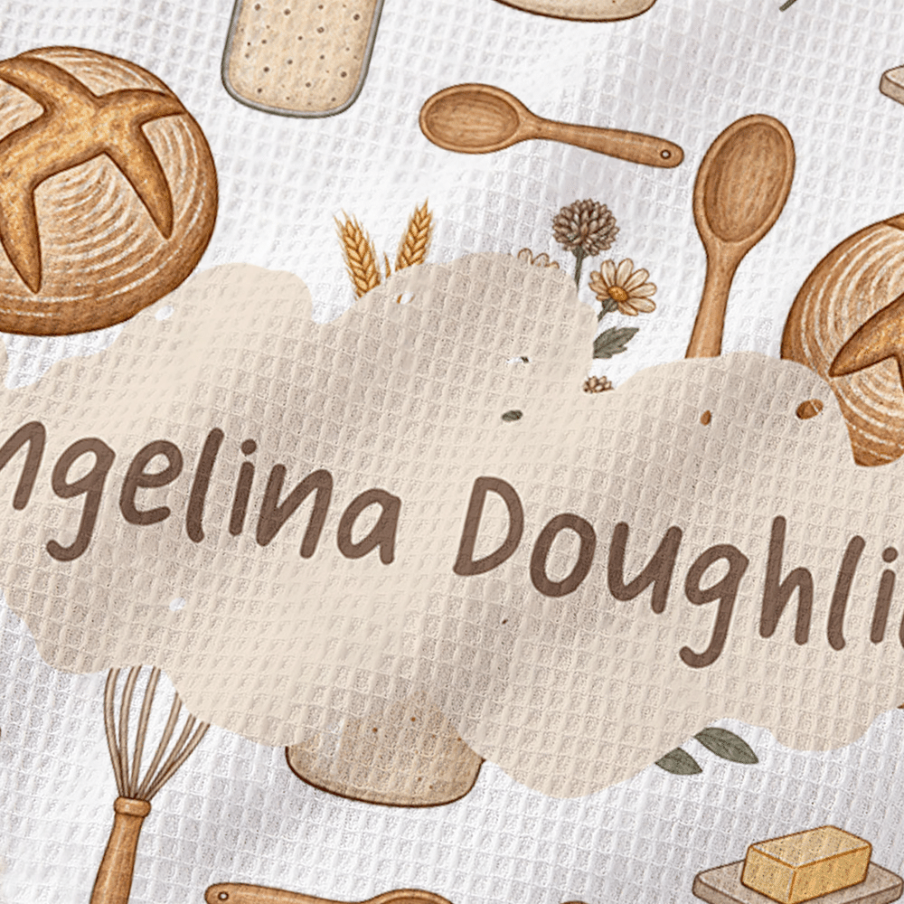 Torchon de cuisine personnalisé vintage sur le thème de la pâtisserie, du pain et des gaufres, avec inscription – Cadeau de pendaison de crémaillère ou d'anniversaire pour les passionnés de pâtisserie 10