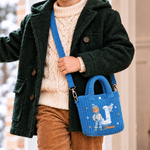 Personalised 3D-Style Art Cartoon Character Photo Corduroy Crossbody Handbag with Name and Initial Christmas Gift for Kids Boys Girls 3