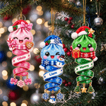 Personalized Multicolor Santa Hat Ribbon Dumpling Acrylic Hanging Ornament with Name Tree Decoration Christmas Gift for Family Kids Friends