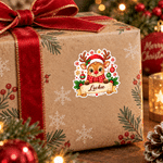 Personalized Cute Christmas Theme Pattern Waterproof Stickers Labels with Name Gift Decor Christmas Party Favors for Family Friends