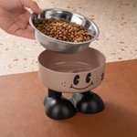 Personalised Cute Smile Face Stainless Steel Heavy Base Raised Pet Feeding Bowl with Name Birthday Gift for  Dog Cat Owners
