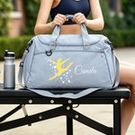 Personalized Multicolour Gymnast Silhouette Large Travel Duffel Bag with Name and Shoes Compartment Daily Training Travel Gift for Gymnasts Athletes