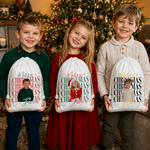 Personalised Photo Merry Christmas Reusable Canvas Drawstring Gift Bag with Name Christmas Gift for Kids Family