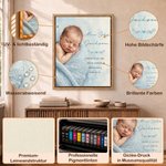 Personalisierter Baby-Ölporträtfoto Leinwand mit Geburtsdaten & Namen | Kunstdruck | Wanddeko | Geburts- & Taufgeschenk für frischgebackene Eltern 7