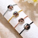 Personalized Heat-Activated Hidden Photo Bracelet with Engraved Text Dainty Jewellery Memorial Anniversary Birthday Gift for Couple Best Friend