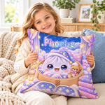 Personalised Glitter Dumpling Sleeping Cap Soft Cushion Cover with Name Home Decor Christmas Gift for Family Friends