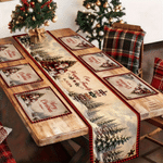 Personalized Merry Christmas Santa Snowman Bell Table Runner Placemats Set with Name Dining Table Decor Christmas Holiday Gift for  Family Friends