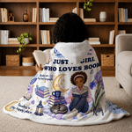 Personalized Birth Flower Reading Themed Photo Soft Throw Hooded Blanket with Name Book Club Birthday Christmas Gift for Bookworms Readers Friends