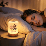 Lampada da notte con controllo tattile, decorazione per la casa personalizzata con fiore di nascita e illustrazione in stile 3D, con nome, ideale come regalo di compleanno per familiari e amici