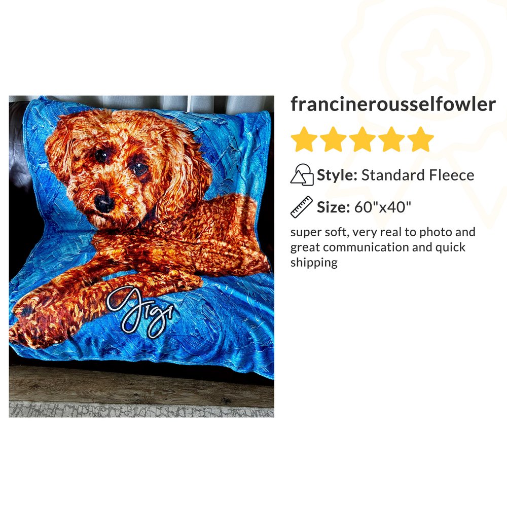 Personalized Oil Painting Style Pet Photo Soft Throw Blanket with Name Home Decor Birthday Pet Memorial Gift for Pet Lovers 20