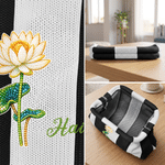 Personalized Birth Flower Stripe Pattern Large Capacity Makeup Pouch with Name Daily Use Travel Essential Birthday Gift for Women