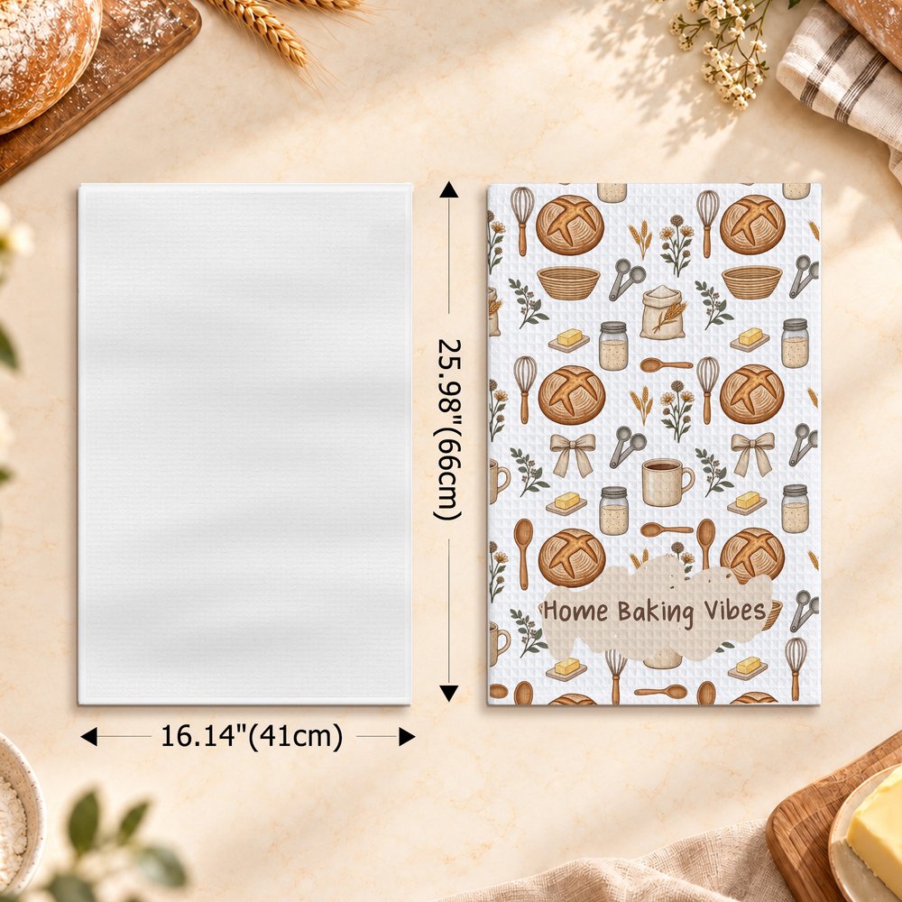 Torchon de cuisine personnalisé vintage sur le thème de la pâtisserie, du pain et des gaufres, avec inscription – Cadeau de pendaison de crémaillère ou d'anniversaire pour les passionnés de pâtisserie 11