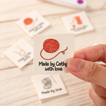 Etichette personalizzate in cotone lavorato a maglia con testo, 15 pezzi – Articoli di abbigliamento fatti a mano, regalo di compleanno per gli appassionati di lavoro a maglia e fai da te