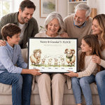 Personalized Watercolor Goat Family Canvas Poster Framed Painting with 1-10 Names and Year Wall Decor Birthday Mother's Day Gift for Grandparents