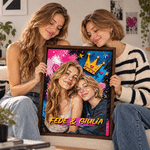 Stampa su tela personalizzata, con foto in stile pittura a olio e graffiti - Regalo per la nuova casa o compleanno per famiglie e amici