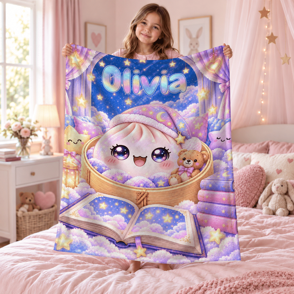 Personalised Night Sky Book Glitter Dumpling Soft Throw Blanket with Name Home Decor Christmas Birthday Gift for Family Kids 3
