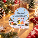 Personalised True Friends Are Like Sea Glass Shape Acrylic Plaque with Names Desk Decor Christmas Gift for Besties Friends 3