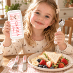 Personalised Cute Animal Name Fork Spoon Knife 3 Pcs Cutlery Set with Surname and Case Back to School Birthday Gift for Boys Girls