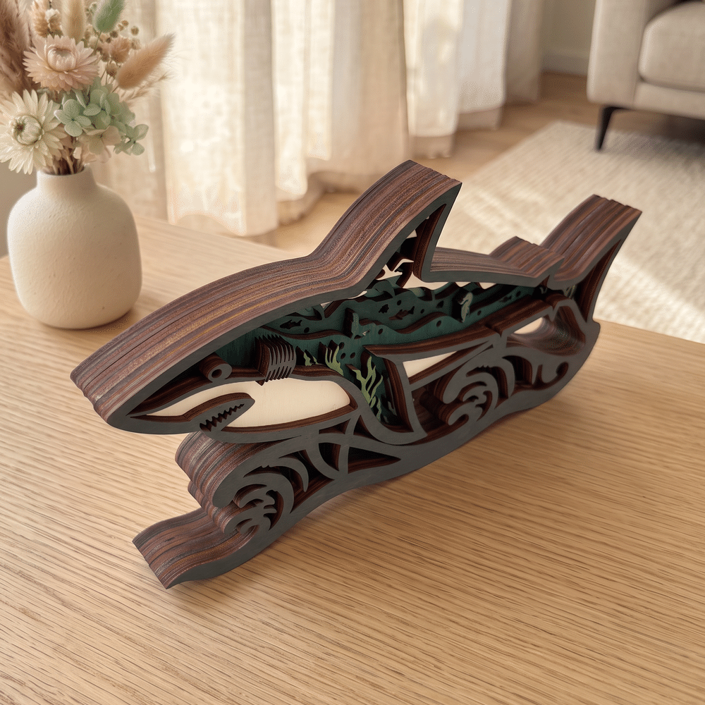 Personalised Sea Turtle Shark Layered Wooden LED Light with Text Bedroom Decor Birthday Holiday Christmas Gift for Kids Marine Life Enthusiasts 2