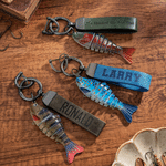 Personalized Fishing Lure PU Leather Keychain with Engraved Text Daily Use Birthday Retirement Office Gift for Father Fishing Enthusiast 1