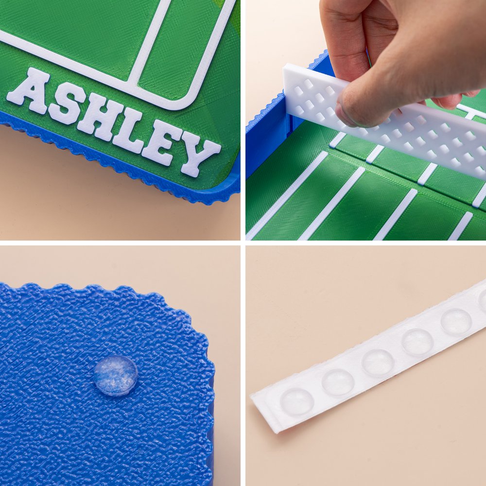 Personalized 3D Printed Mini Tennis Court Design Catchall Snap Tray with Name Desktop Storage Organizer Birthday Gift for Tennis Players Lovers 4