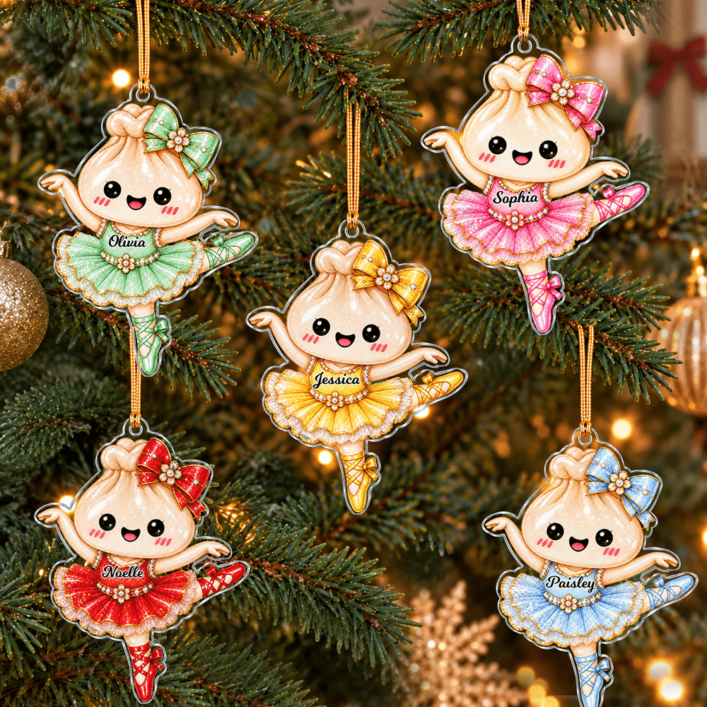 Personalized Multicolor Ballerina Dumpling Dancer Acrylic Hanging Ornament with Name Tree Decoration Christmas Gift for Girls Ballet Teachers 2