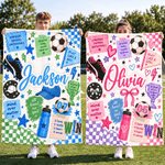 Personalised Soccer Sport Theme Soft Throw Blanket with Name and Number Game Day Birthday Christmas Gift for Soccer Player Boy Girl