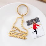 Portachiavi personalizzato in acciaio inossidabile con design a pattino a rotelle svuotato e nome inciso – Regalo di compleanno per uso quotidiano per pattinatori artistici 3