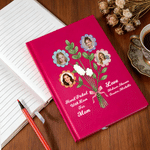 Personalised Vintage Flower Bouquet 1-7 Photos Notebook with Name Daily Journaling Birthday Gift for Gran Mother