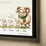 Personalized Watercolor Goat Family Canvas Poster Framed Painting with 1-10 Names and Year Wall Decor Birthday Mother's Day Gift for Grandparents