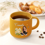 Personalised Cartoon Character Photo Birth Flower 12 oz Ceramic  Coffee Mug with Name Birthday Wedding Party Gift for Woman Sister Bride