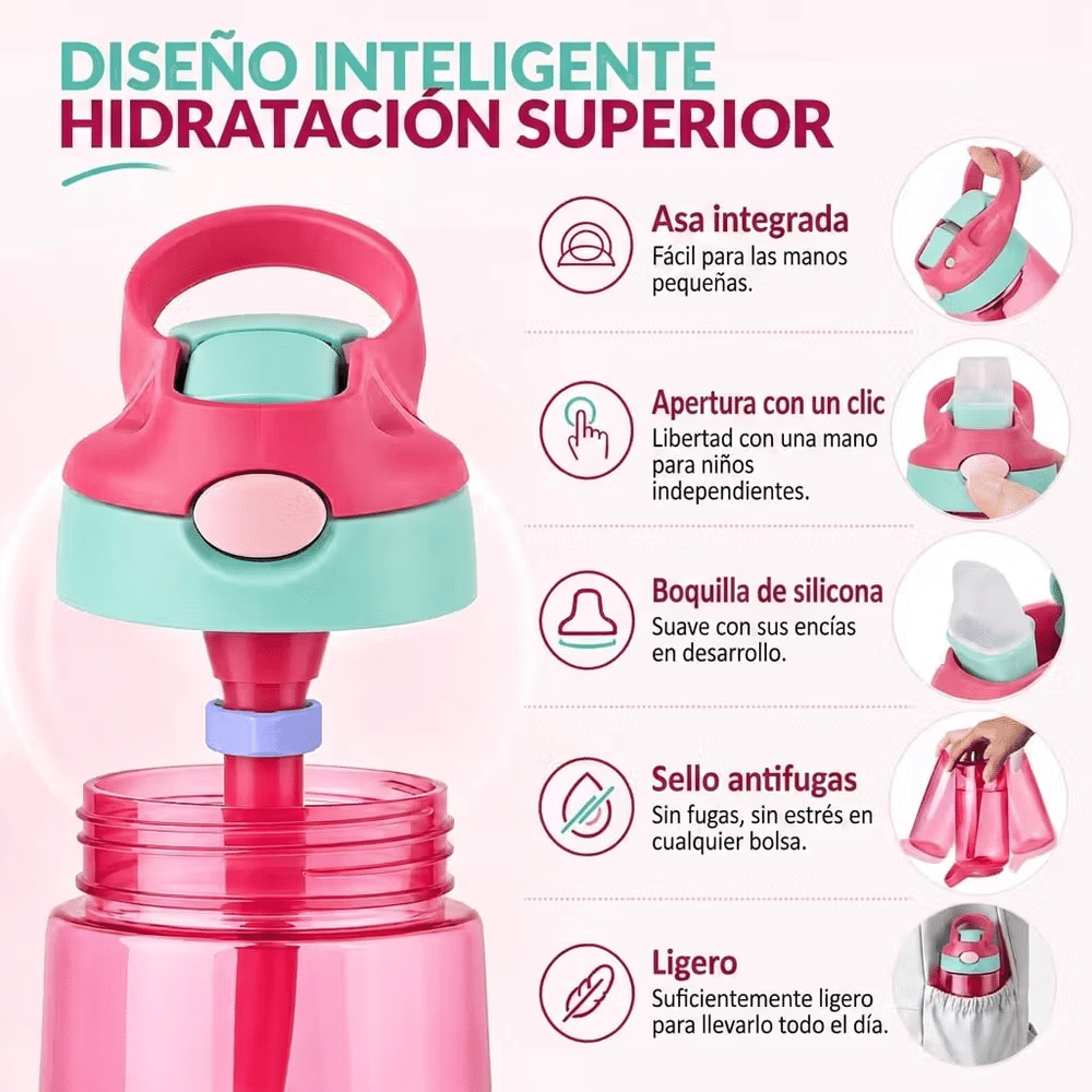 Botella de agua infantil personalizada de tritan con personaje de dibujos animados y nombre regalo de cumpleaños y vuelta al cole para niños niñas 11