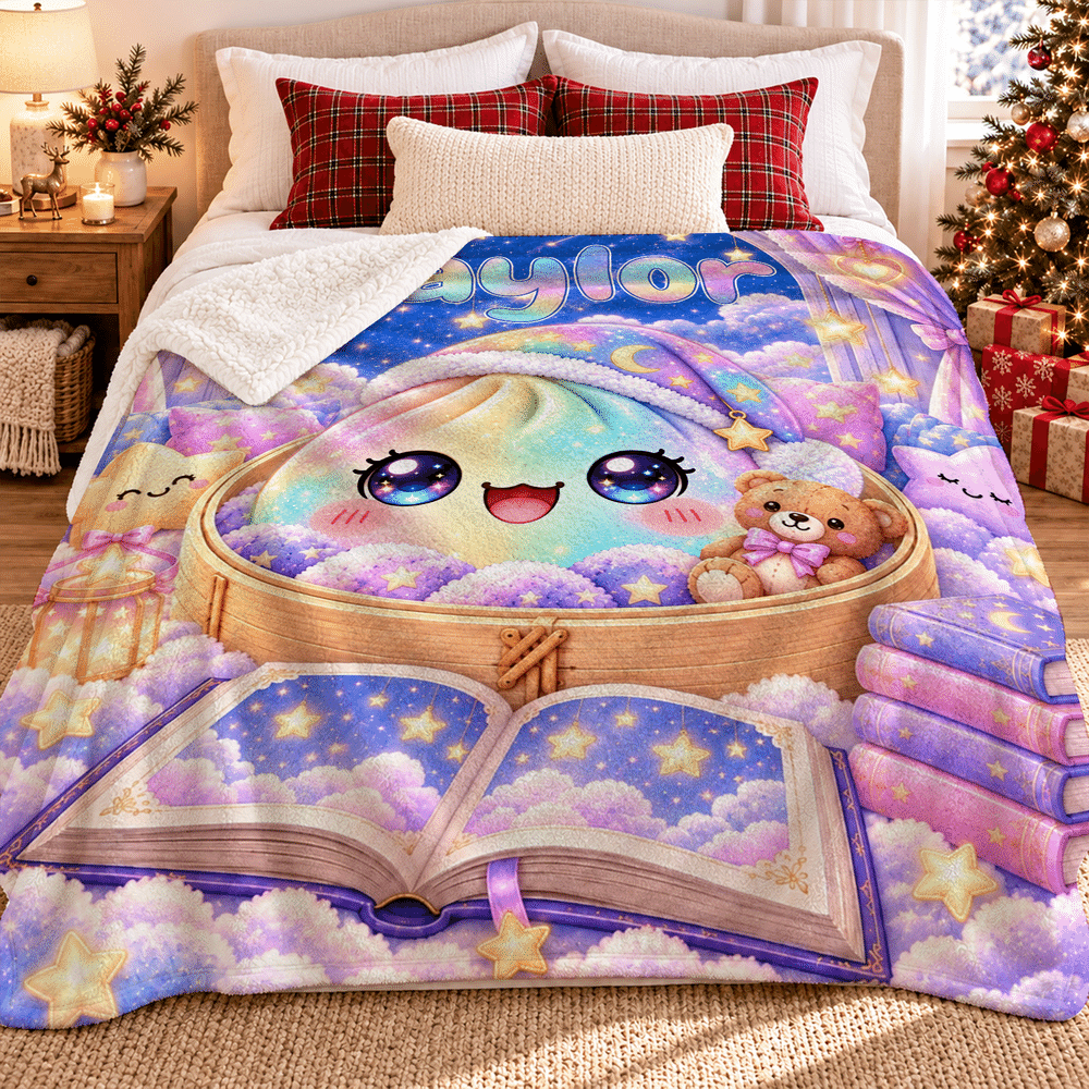 Personalised Night Sky Book Glitter Dumpling Soft Throw Blanket with Name Home Decor Christmas Birthday Gift for Family Kids 8