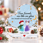 Personalised True Friends Are Like Sea Glass Shape Acrylic Plaque with Names Desk Decor Christmas Gift for Besties Friends 1