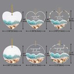Personalised Circle Heart Shape Beach Engaged Ornament with Name and Date Home Decor Engagement Honeymoon Christmas Gift for Couple