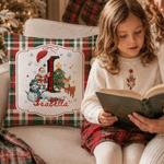 Personalized Santa Claus Plaid Initial Soft Throw Pillow Cover with Name Home Decor Christmas Gift for Family Friends 4